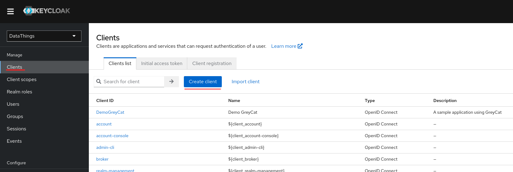 create client