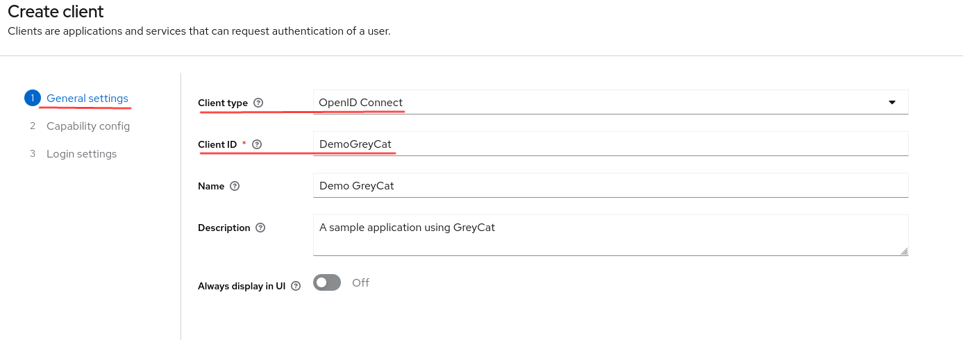 client general settings