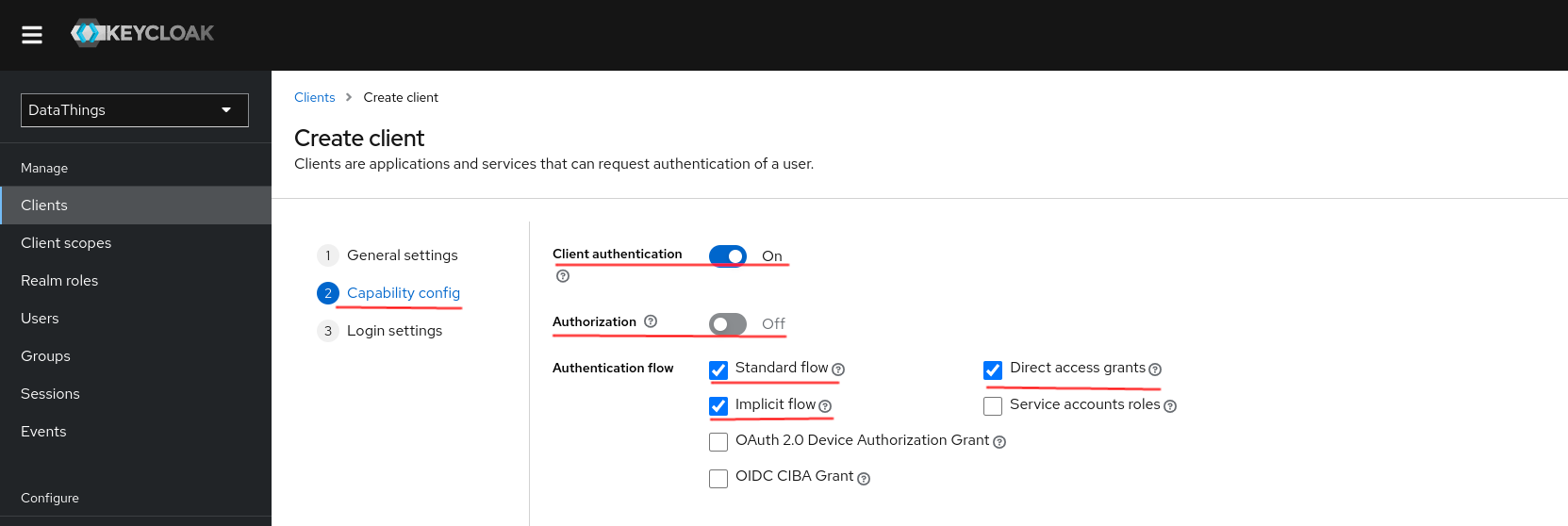 client capability setting